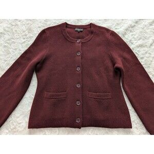 NWT Quince Mongolian Cashmere Structured Women's Cardigan Rich Burgandy Size L